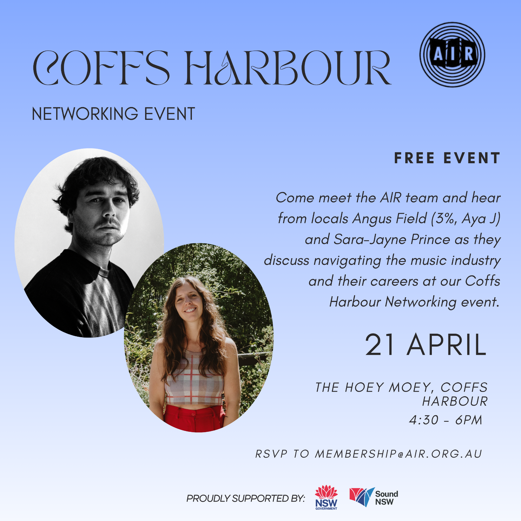 FREE EVENT: Coffs Harbour In Conversation with Angus Field and Sara-Jayne Prince