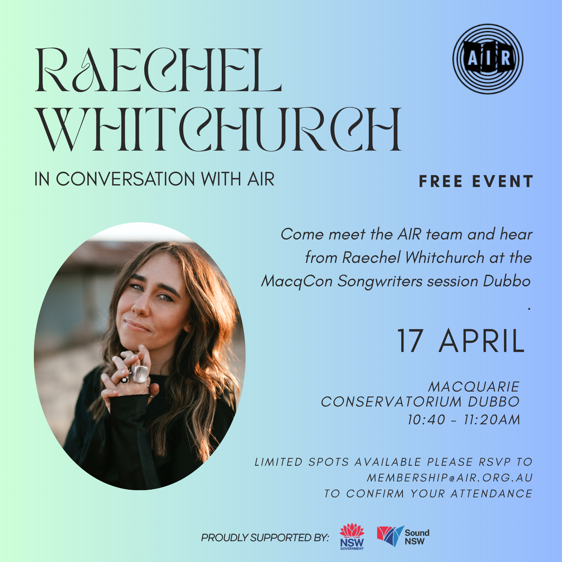 FREE EVENT: In Conversation with Raechel Whitchurch